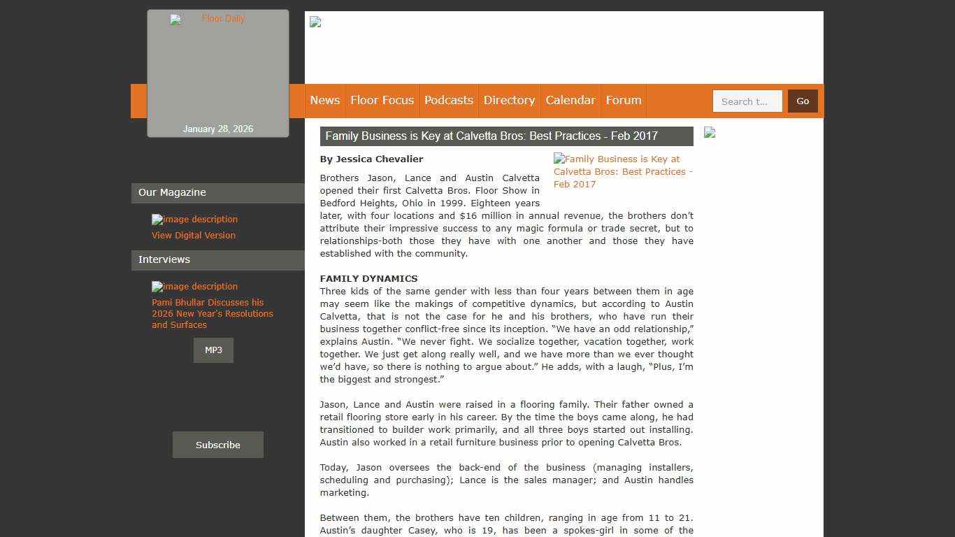 Family Business is Key at Calvetta Bros: Best Practices - Feb 2017