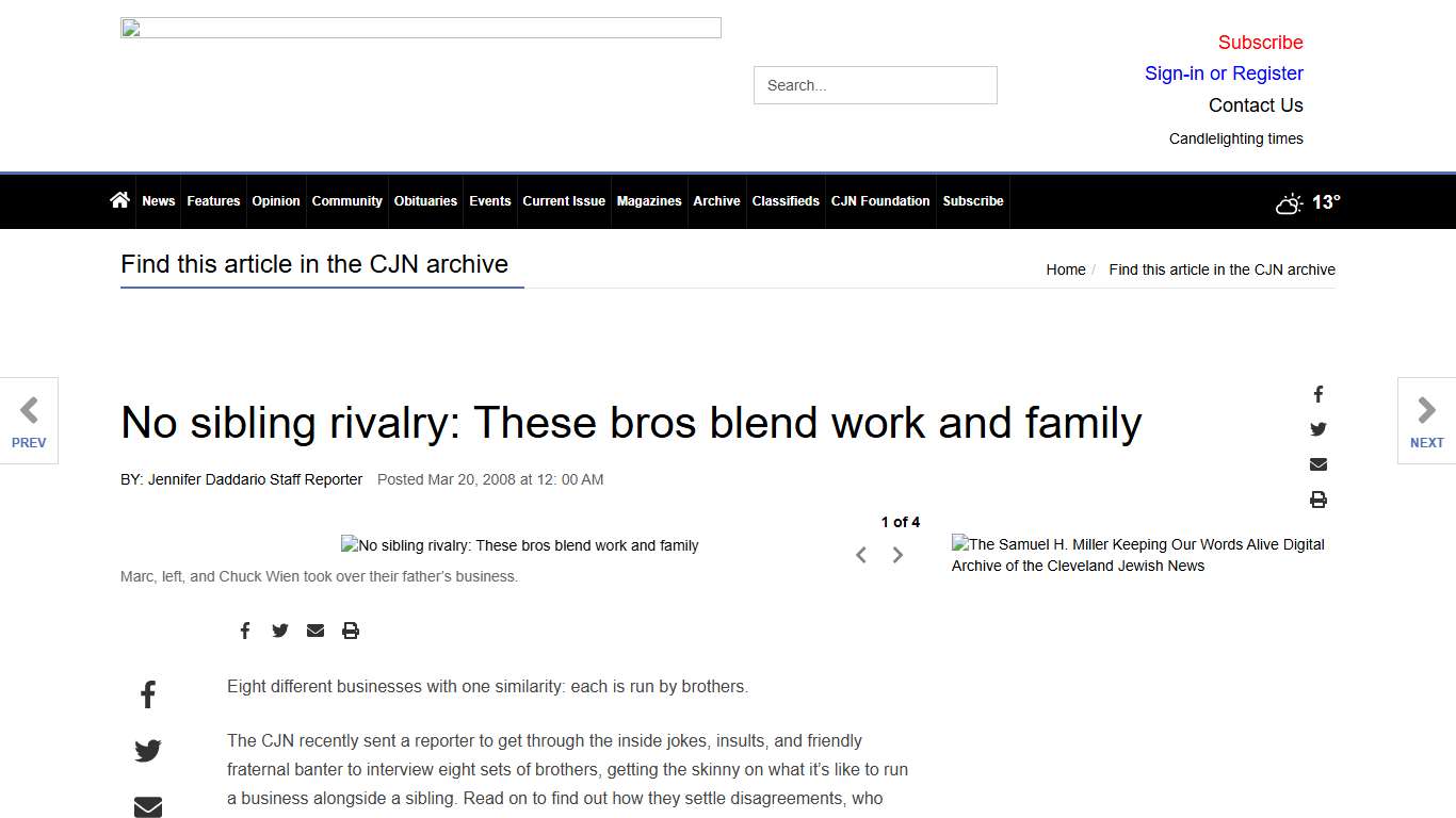 No sibling rivalry: These bros blend work and family Find this article in the CJN archive clevelandjewishnews.com