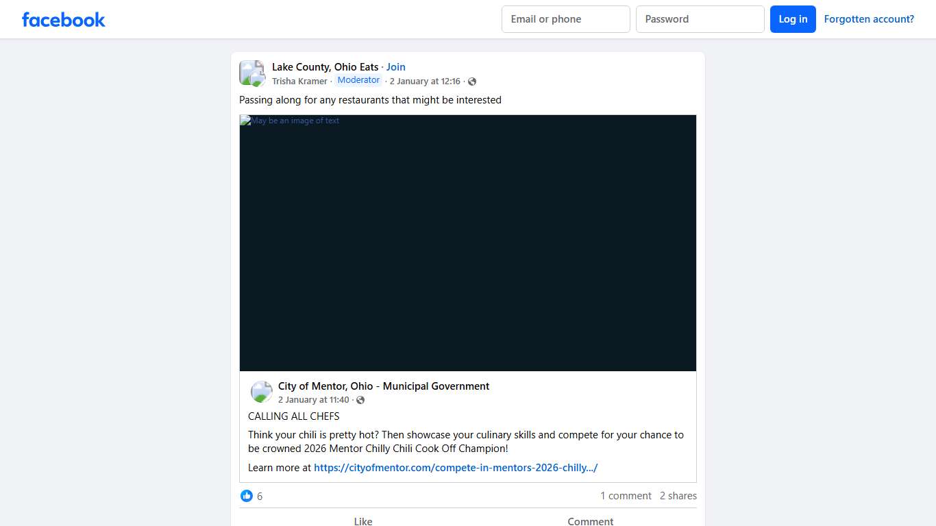 Lake County, Ohio Eats Passing along for any restaurants that might be interested Facebook